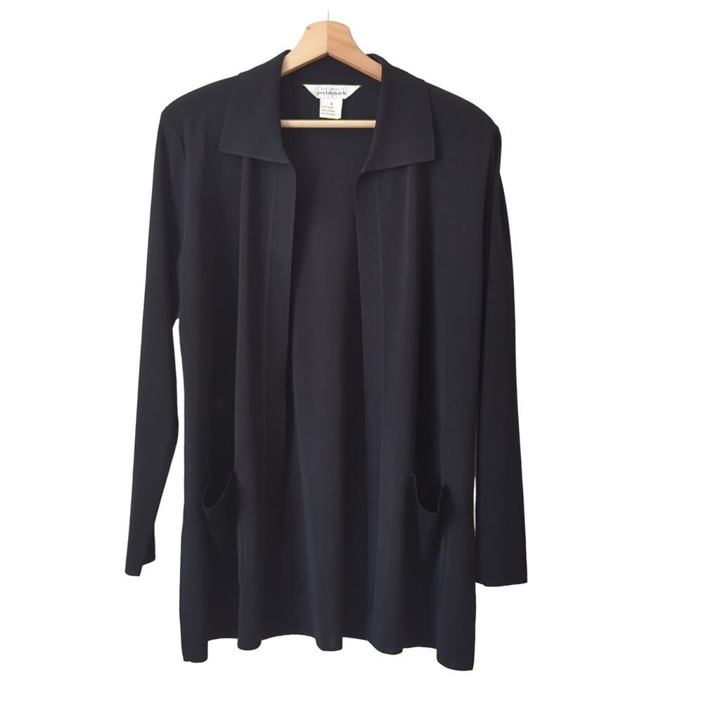 misook Cardigan Sweater Womens Top Small Black Open Longline Capsule‎ Normcore
